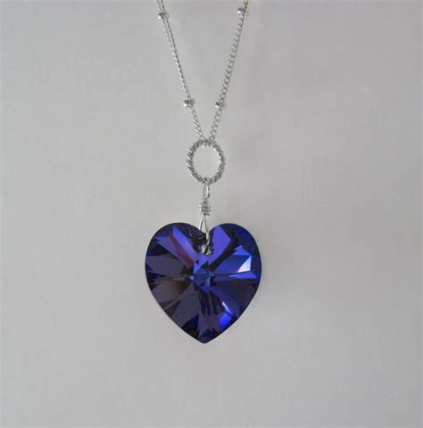 Purple Heart Necklace Swarovski Crystal Necklace Sterling