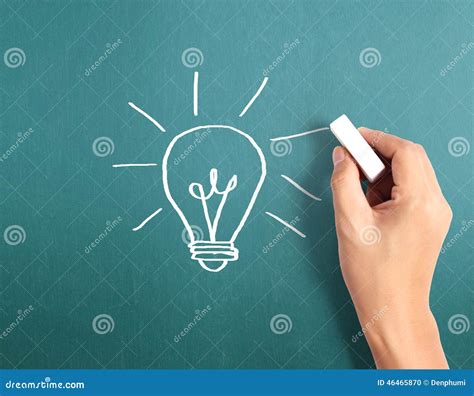 Hand Drawing Light Bulb Stock Photo Image Of Board Study 46465870