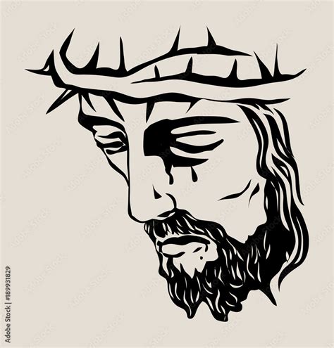 Jesus Christ Face, art vector sketch drawing design Stock Vector ...