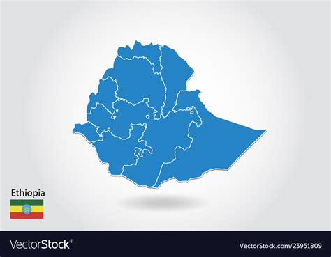 Ethiopia Map Design With D Style Blue Royalty Free Vector