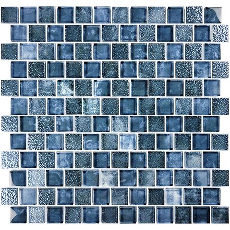 Signature Gunmetal Blue 1 X 1 Glass Mosaic Tile Aquablu Mosaics