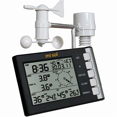 Professional Weather Station Wind Speed Wind Direction Temperature Humidity Rain 433mhz In