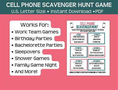 Cell Phone Scavenger Hunt Whats On Your Phone Photo Etsy