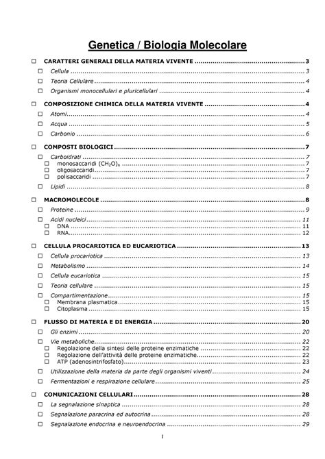 Genetica E Biologia Molecolare Genetica Biologia Molecolare