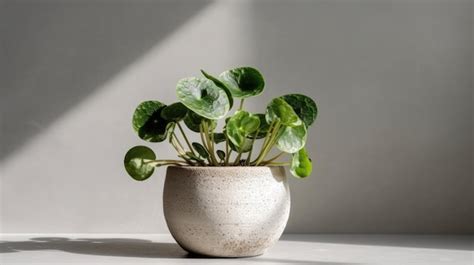 Una Planta De Interior Pilea Peperomioides En Una Maceta De Cer Mica Se