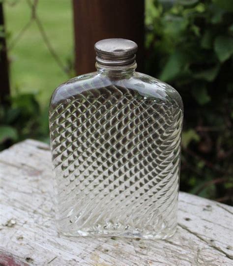 Vintage 1920s Glass Whiskey Flask With Silver Lid By Universal Art Deco Glass Flask Bar