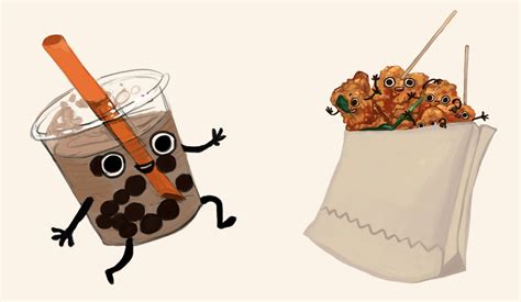 Boba Milk Tea and Popcorn Chicken by Koi-Lantern on DeviantArt