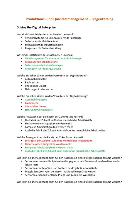 Klausur 15 Juni Fragen Produktions und Qualitätsmanagement