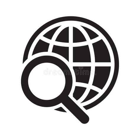 Magnifier And Globe Icon Search For A Place On A Map Or On The Globe Icon Stock Vector