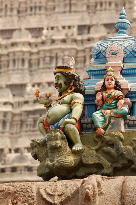 Premium Photo | Sculptures on hindu temple tower