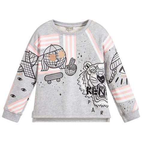 Толстовка Kenzo для девочек. Купить детскую серую толстовку Кензо в ...