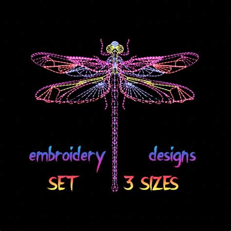 Embroidery Designs Dragonfly Embroidery Design Rainbow Etsy