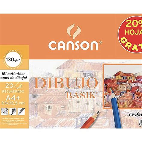 Canson Bloc de dibujo basik recuadro tamaño A4 de 20 hojas 20