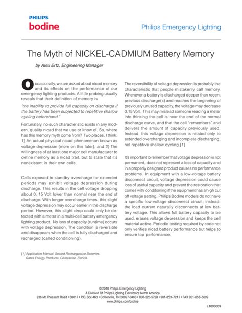 The Myth of NICKEL-CADMIUM Battery Memory