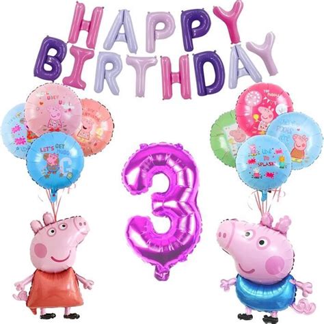 Peppa Pig Décorations d anniversaire en ballon pour filles de 3 ans