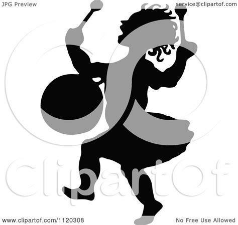 Clipart Of A Silhouetted Drummer Girl Royalty Free Vector