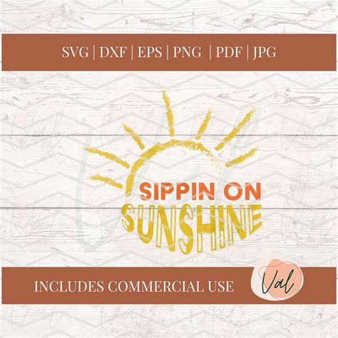 Sippin On Sunshine Svg Summer Holiday Svg Summertime Svg Etsy