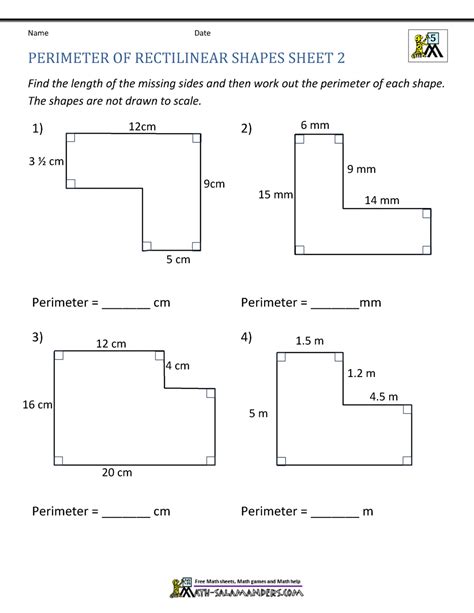 Perimeter Of Different Shapes Worksheet