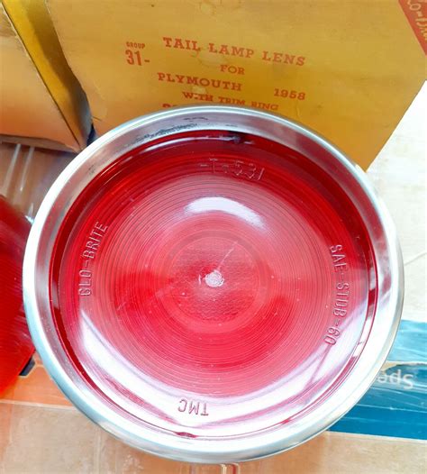 1958 Plymouth Tail Lights Lenses Lamp Lenses Pair Genuine Glo Brite T