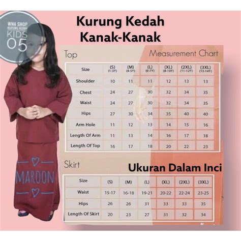 Ukuran Baju Kurung Kedah Budak Baju Kurung Baju Sepanjang Zaman Baju