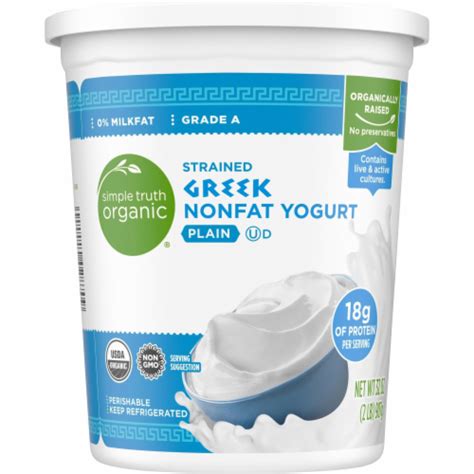 Simple Truth Organic® Plain Nonfat Greek Yogurt Cup Tub 32 Oz Smith