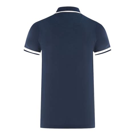 Aquascutum London Embroidered Badge Navy Blue Polo Shirt