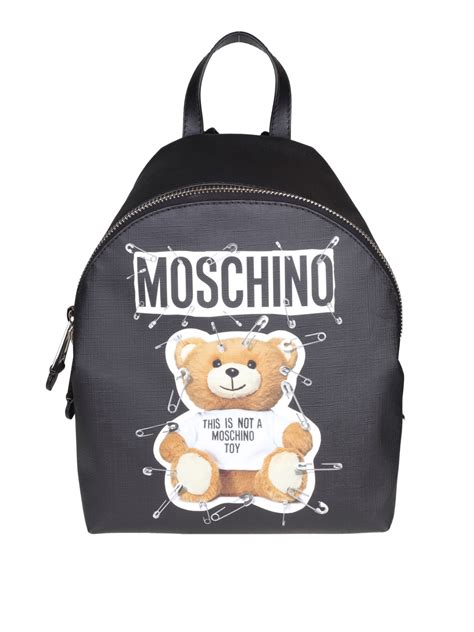 Backpacks Moschino Teddy Print Faux Leather Small Backpack 763382101555