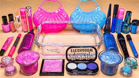 Pink Vs Blue Mixing Makeup Eyeshadow Into Slime Asmr Satisfying