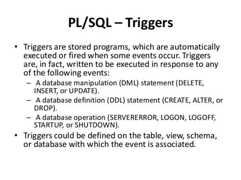 Pl Sql Triggers