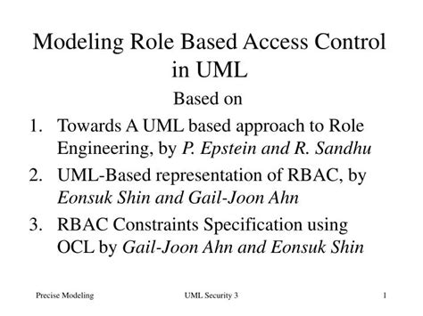 Ppt Modeling Role Based Access Control In Uml Powerpoint Presentation Id 2772107