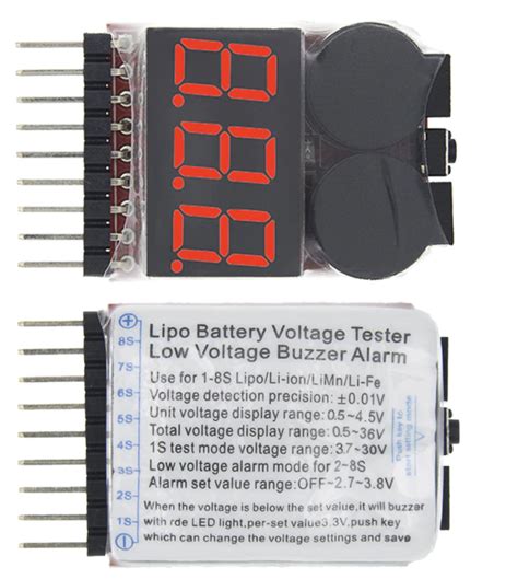 1 8S Lipo Battery Voltage Tester With Buzzer Alarm