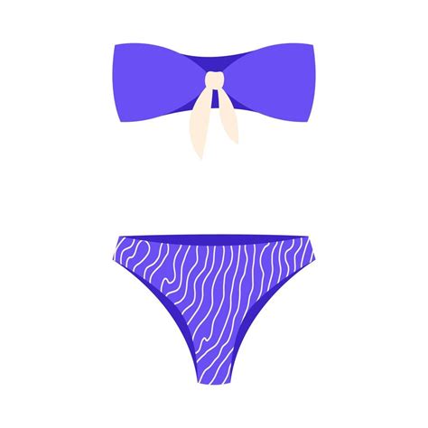 traje de baño femenino azul bikini moda mujer ilustración vectorial aislada en un fondo blanco
