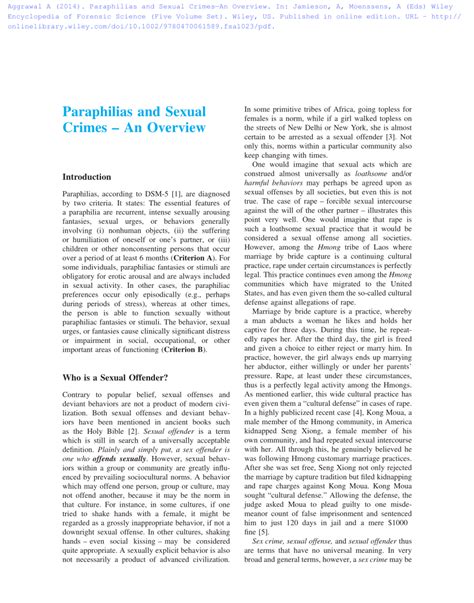 Pdf Paraphilias And Sexual Crimes An Overview