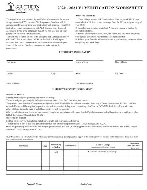 Pdf V Verification Worksheet Complete And Sign The