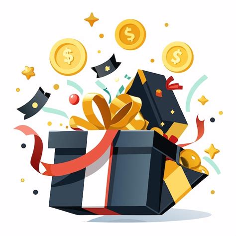 Open Gift Box With Gold Coins And Stars Surprise And Joy Premium AI