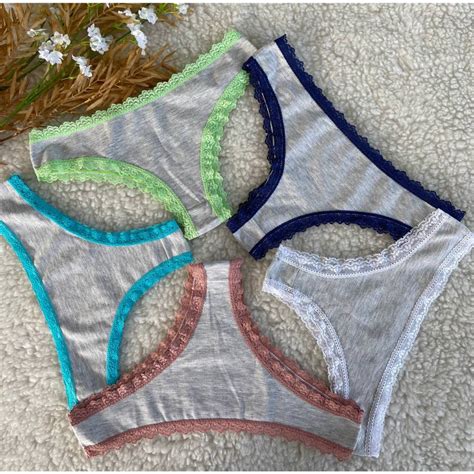 Kit 10 Lingerie Feminina Calcinha de Algodão a Lateral em Renda Adulto Não Marca Roupa