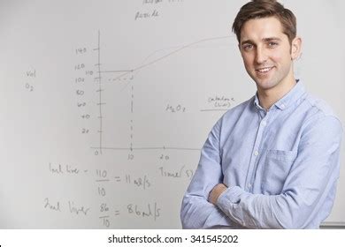 Portrait Teacher Standing Front Whiteboard Stock Photo 341545202 ...