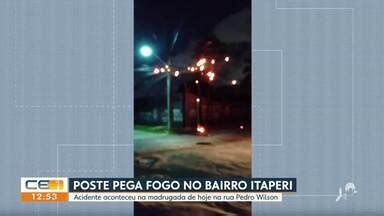 CETV 1ª Edição Fortaleza Poste pega fogo e assusta moradores em