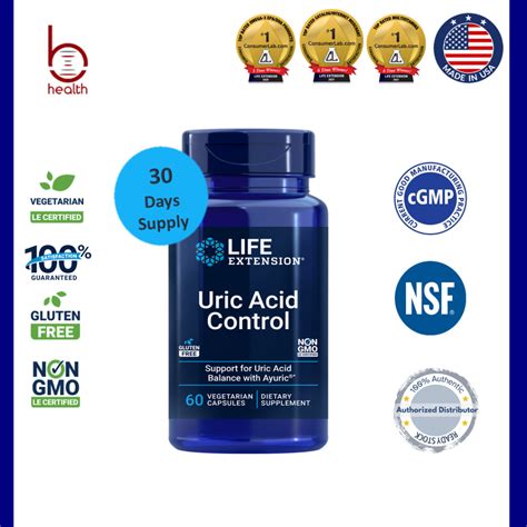 [life Extension] Uric Acid Control Exp 04 26 60 Vegetarian Capsules Inflammation Immune