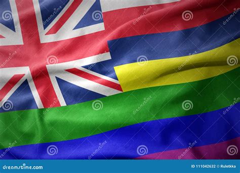 Waving Hawaii State Rainbow Gay Pride Flag Banner Stock Illustration