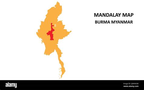 Carte de l État et des régions de Mandalay mise en évidence sur la