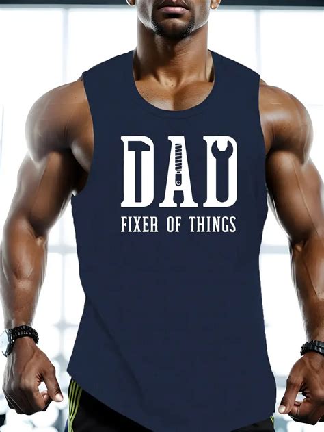 Plus Size Dad Fixer Things Print Tank Top Men Casual Temu Ireland