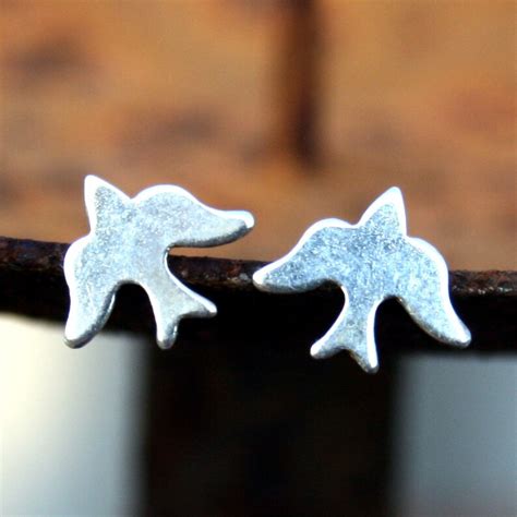 Sterling Silver Post Earrings Birds Studs Etsy