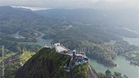 Video Piedra Del Pe Ol In Guatap Columbia Aerial Shot With River In