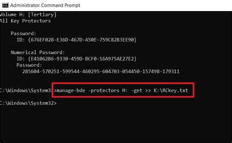 How To Get The Bitlocker Recovery Key Using Command Prompt In Windows