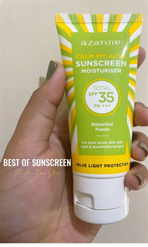 Azarine Sunscreen 35spf Calm My Acne Kesehatan Kecantikan Kulit