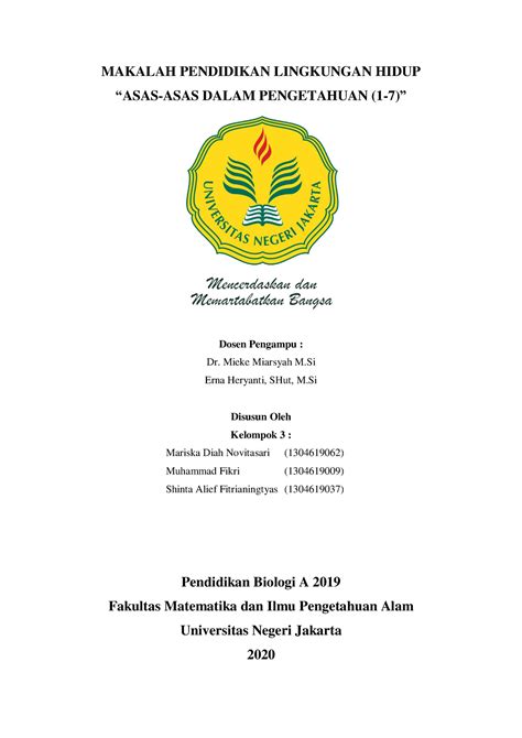 Makalah ASAS ASAS Dalam Pengetahuan PLH MAKALAH PENDIDIKAN LINGKUNGAN