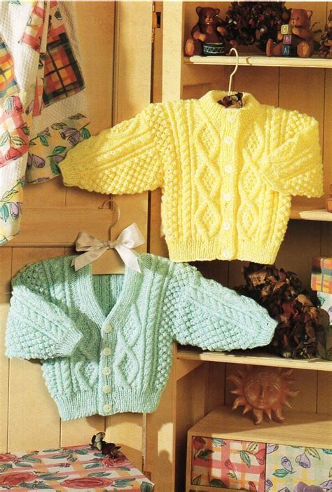 Baby Childrens Aran Cardigans Baby Aran Knitting Pattern Pdf Etsy Canada