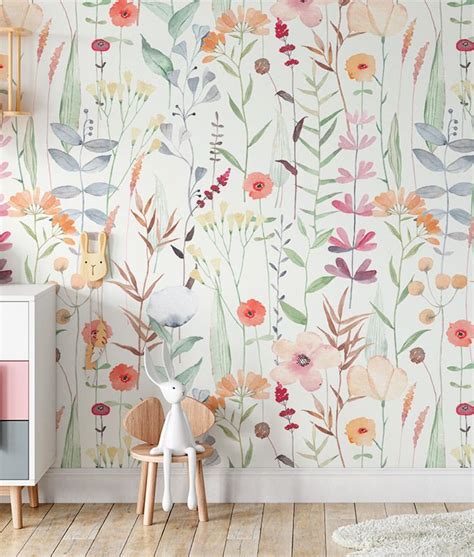 Painel De Parede Floresc Ncia Aquarela In Blumen Kinderzimmer