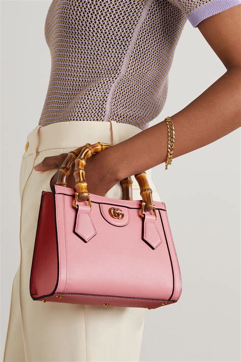 Pink Diana Mini Textured Leather Tote Gucci Net A Porter